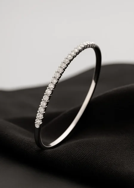14k white gold diamond bangle with 0.22ct round brilliant stones