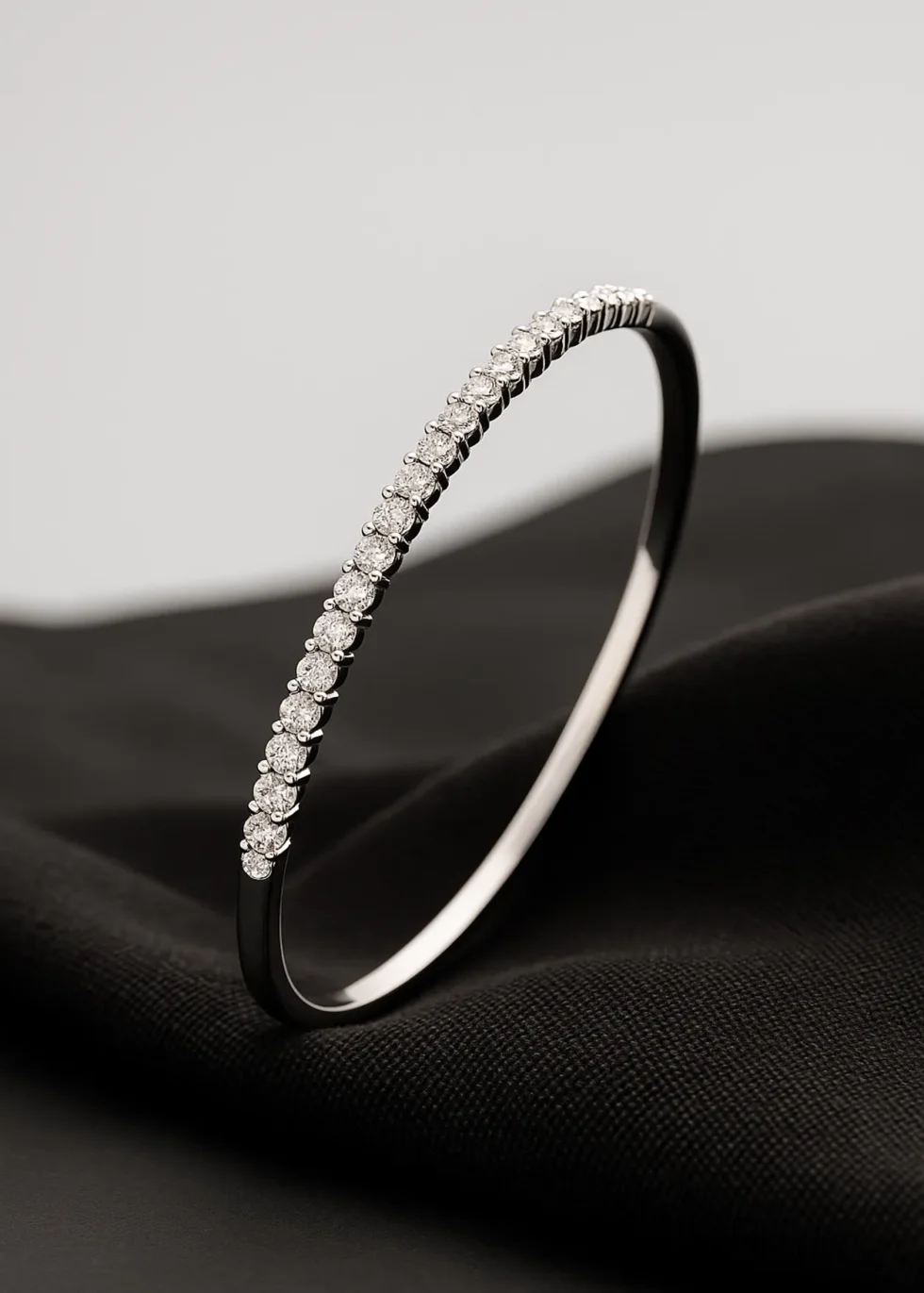 14k white gold diamond bangle with 0.22ct round brilliant stones