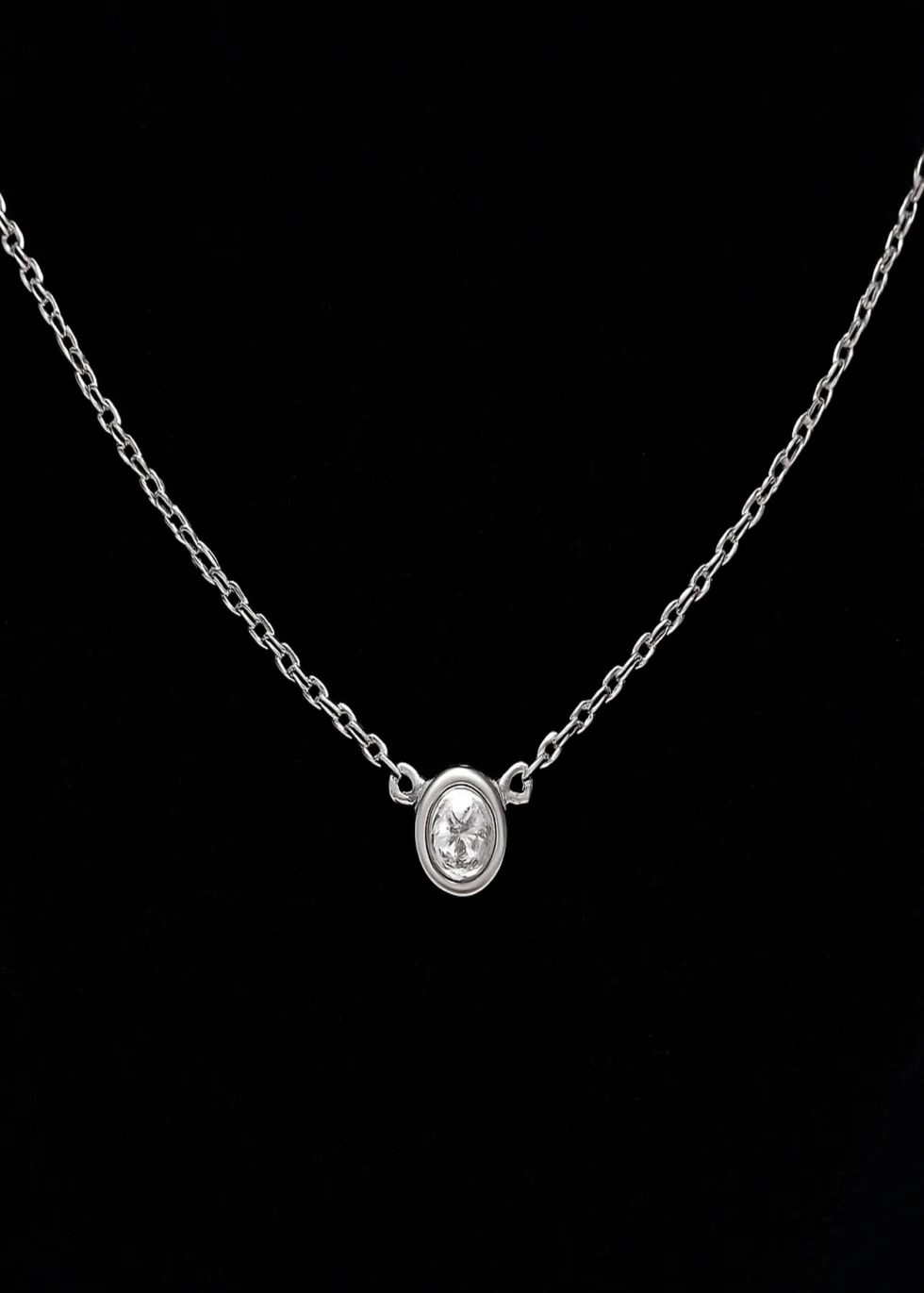 solitaire diamond necklace in 14k white gold