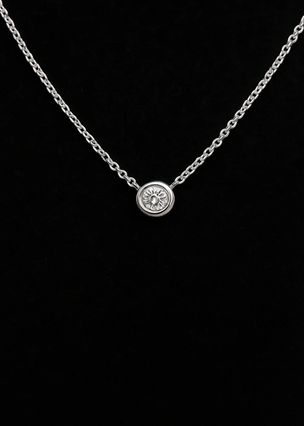solitaire diamond necklace in 14k white gold