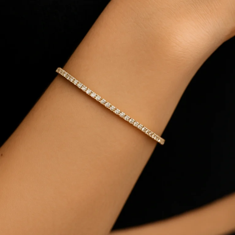 Elegant gold and diamond tennis bracelet USA | Gold & Diamond Jewelry Online by Vraj USA
