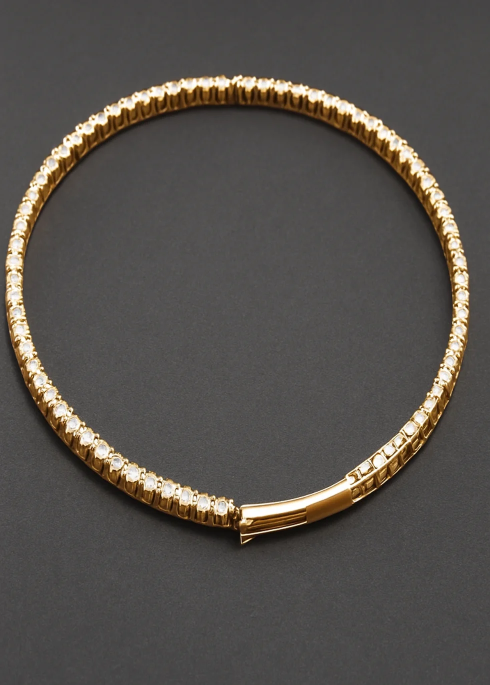 14k yellow gold diamond bangle with 0.55 carat flexible design