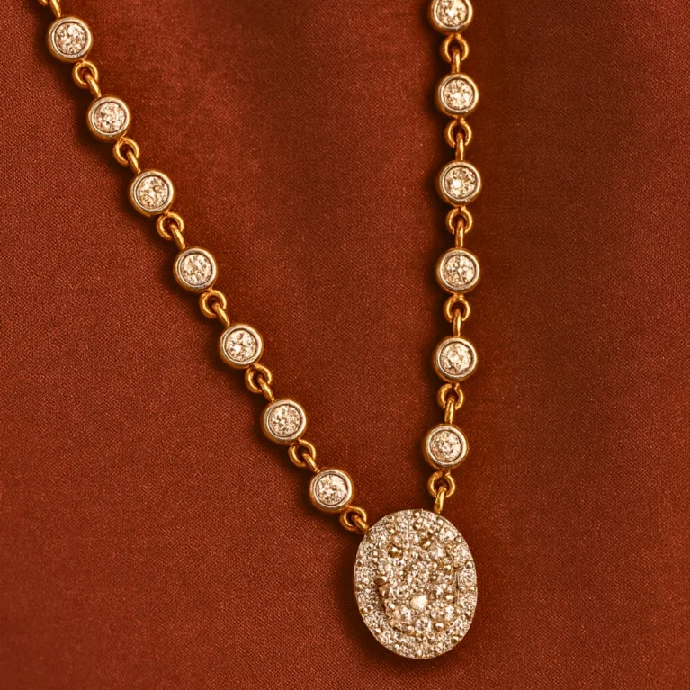 18K rose gold diamond cluster necklace for women USA