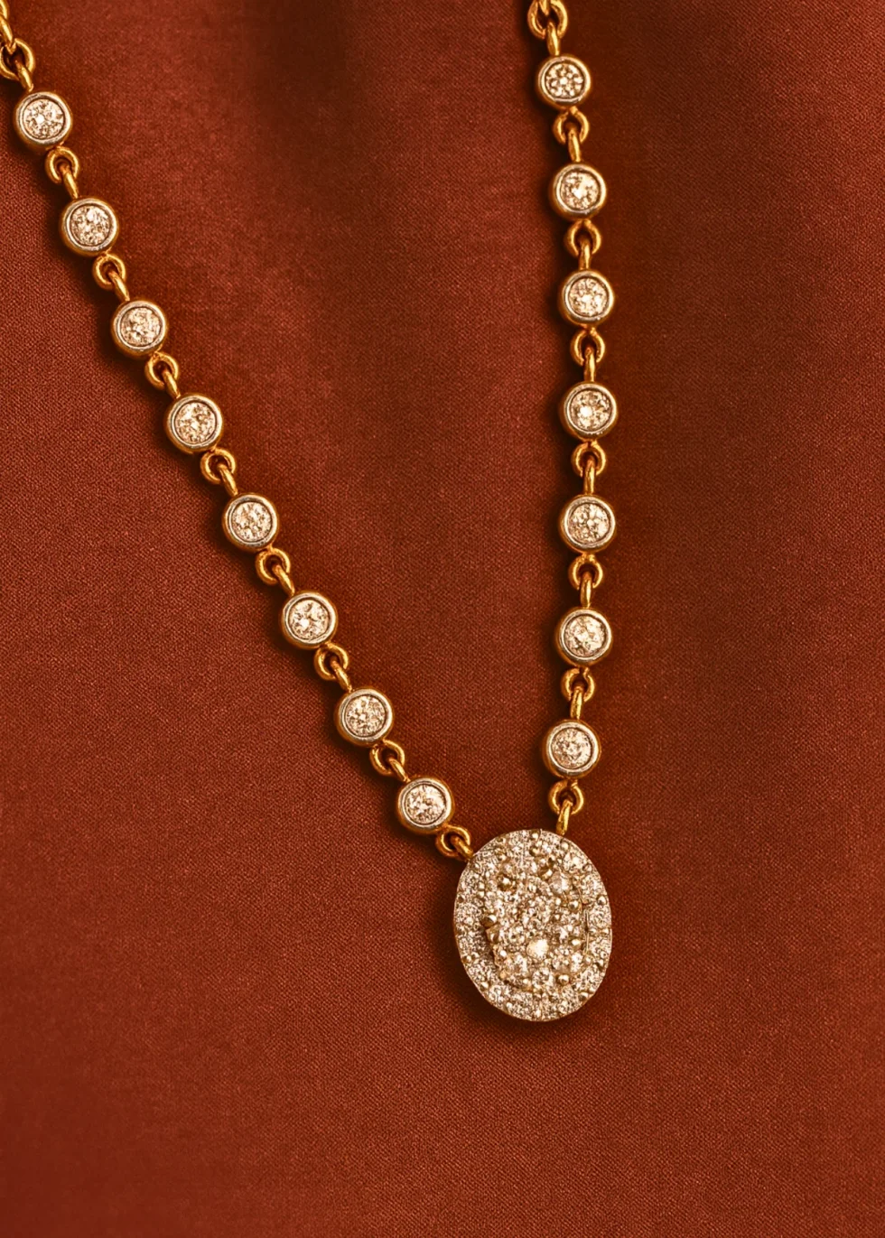 18K rose gold diamond cluster necklace for women USA