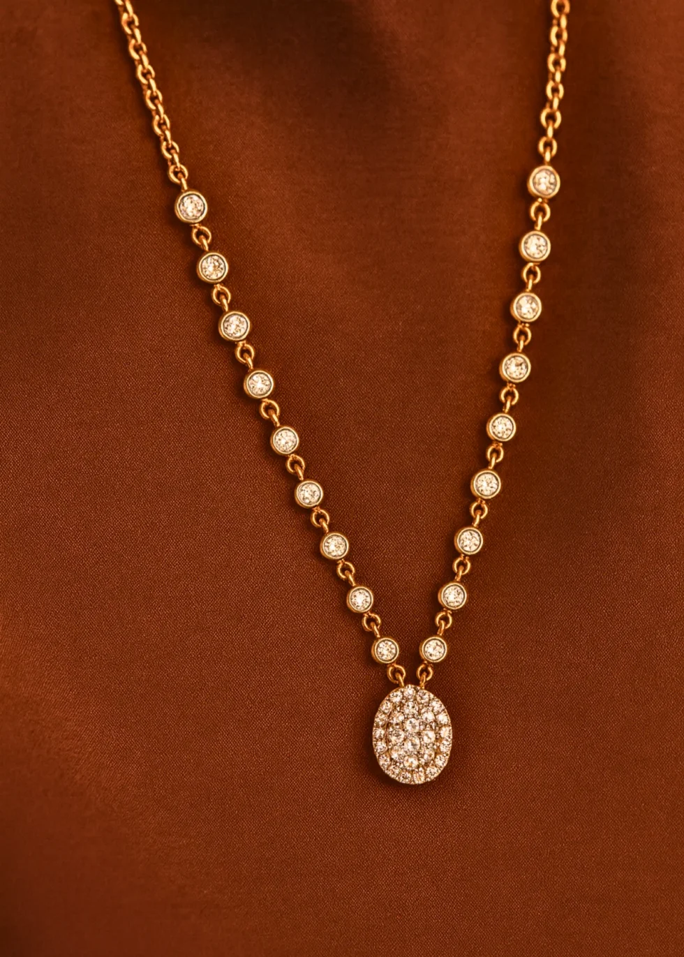 18K rose gold diamond cluster necklace for women USA