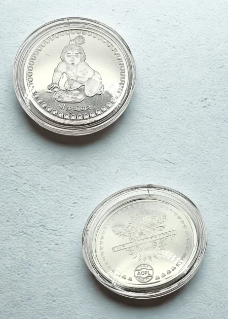 10g Bal Gopal silver coin with Krishna flute design