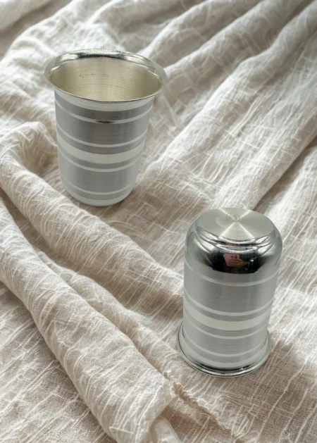 999 Silver Glass – 18g Striped Design Silverware USA