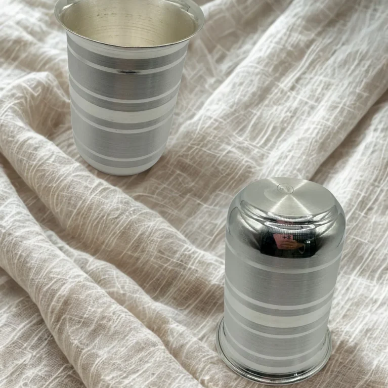 999 Silver Glass – 18g Striped Design Silverware USA