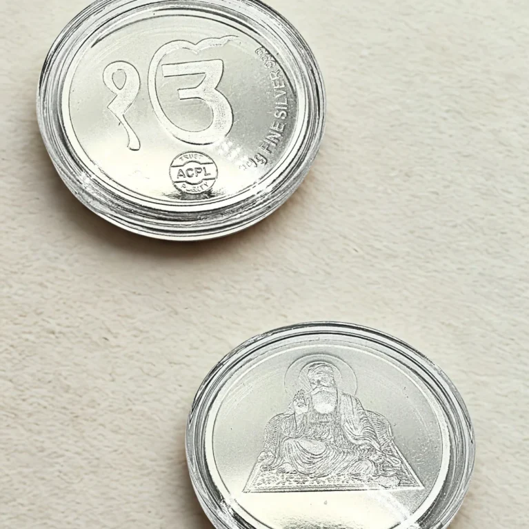 10g Guru Nanak silver coin with Ik Onkar design
