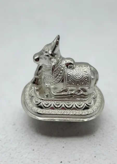 handcrafted silver nandi idol pure silver design