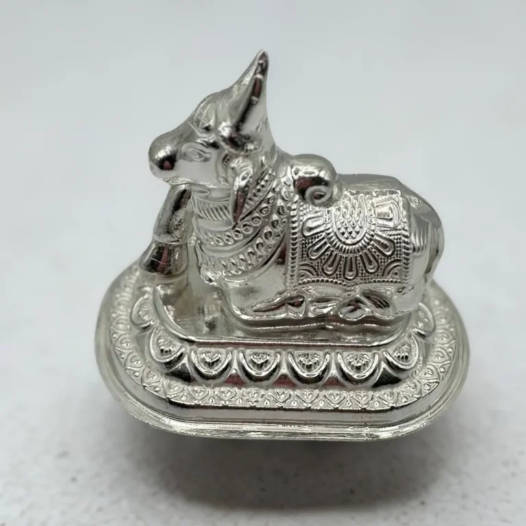 handcrafted silver nandi idol pure silver design