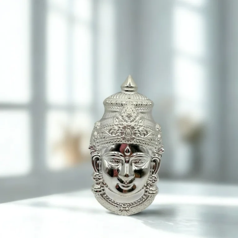handcrafted silver durga mata idol 40.7g ornate face design