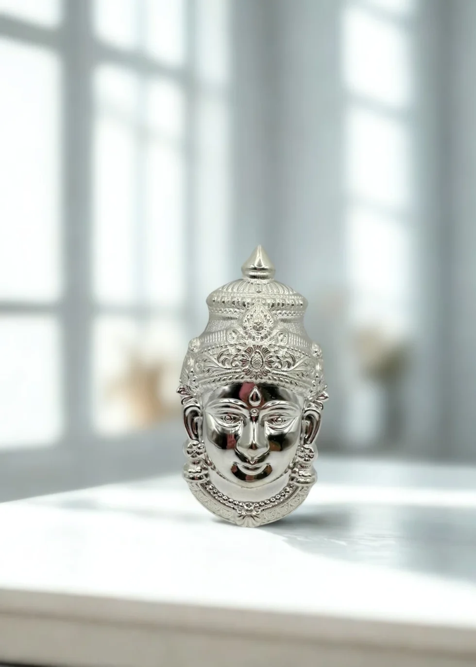 handcrafted silver durga mata idol 40.7g ornate face design