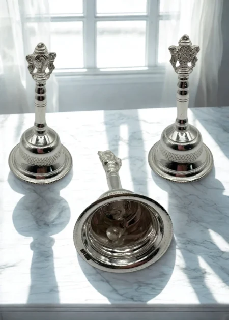999 Silver Puja Bell – 40g Handcrafted Spiritual Bell USA