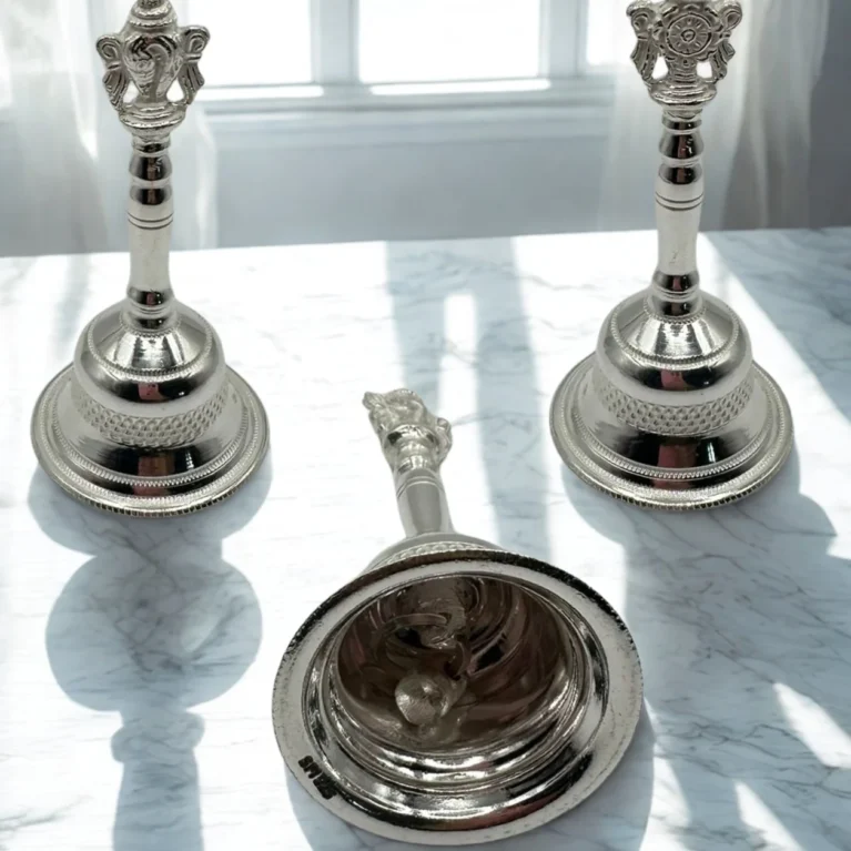 999 Silver Puja Bell – 40g Handcrafted Spiritual Bell USA