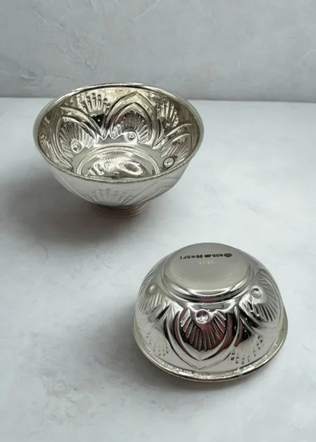 999 Silver Bowl – 17.4g Engraved Silver Puja Bowl USA