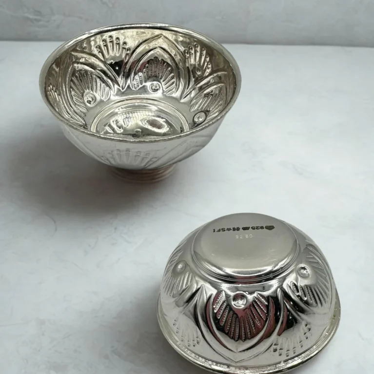 999 Silver Bowl – 17.4g Engraved Silver Puja Bowl USA