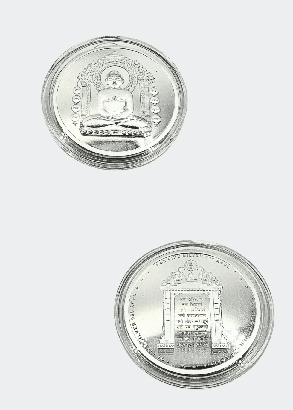 31.1g Lord Mahavir silver coin with Navkar Mantra design