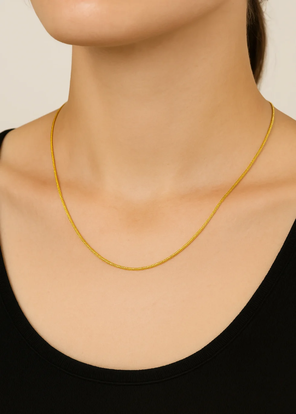 22k yellow gold chain sleek minimalist lightweight design