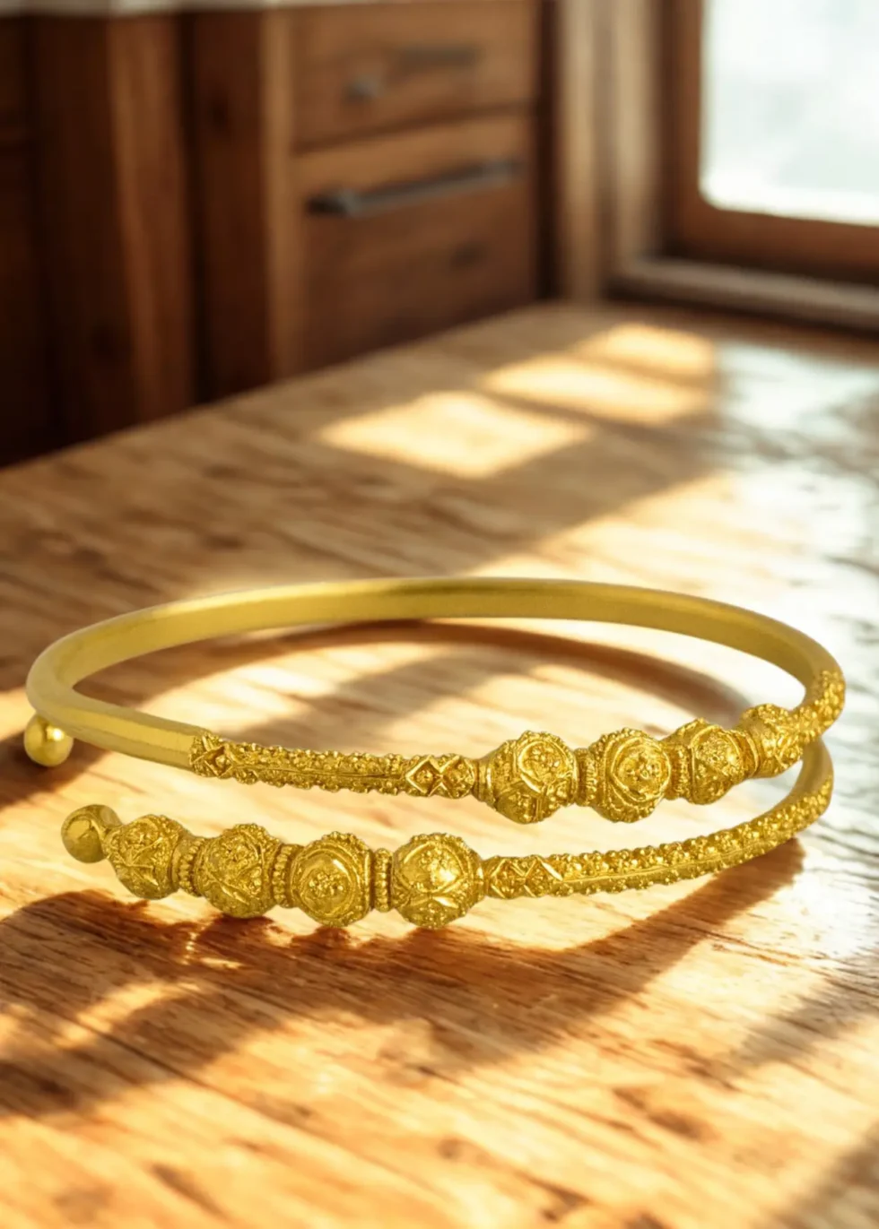 22K gold kids kada with bead detailing USA