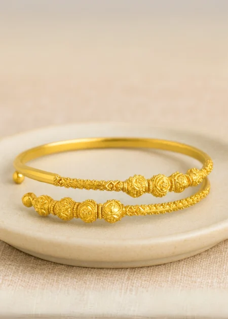 22K gold kids kada with bead detailing USA