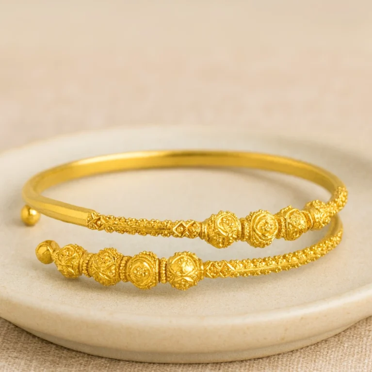22K gold kids kada with bead detailing USA