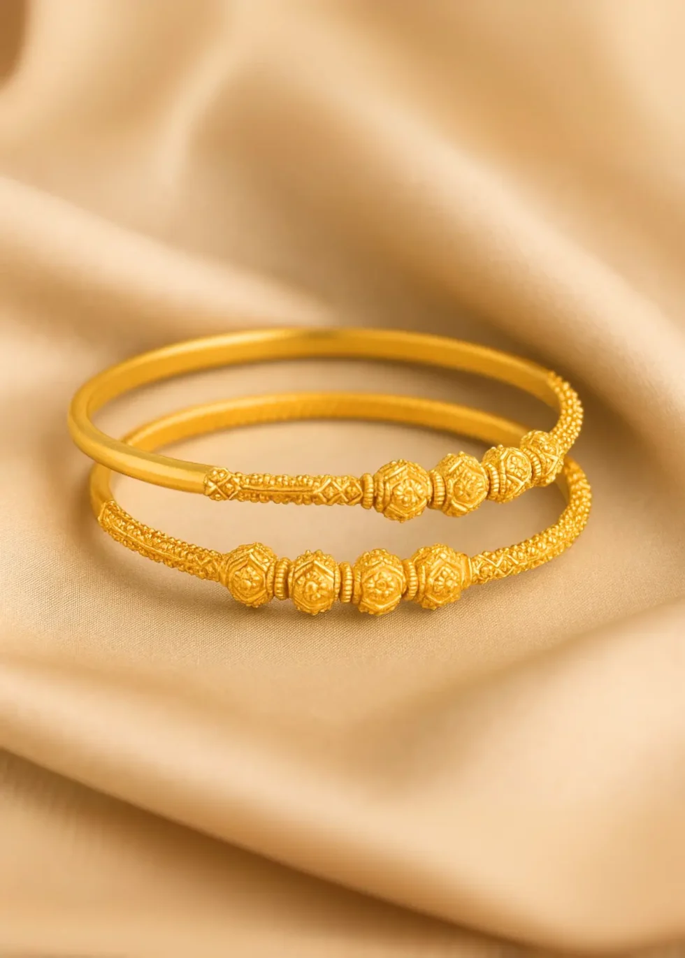 22K gold kids kada with bead detailing USA