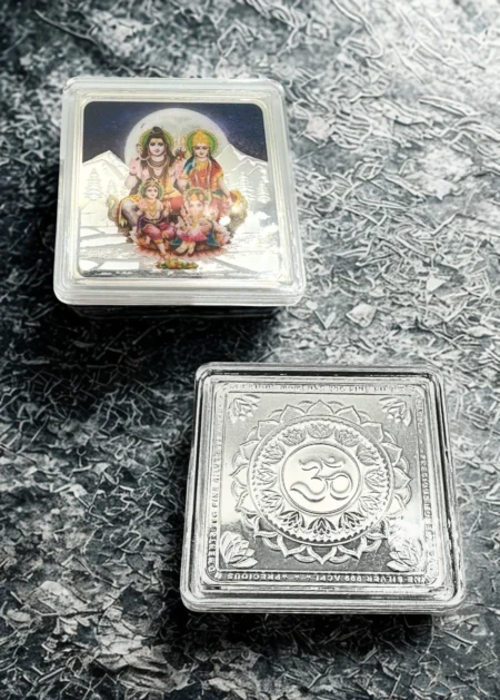 999 Silver Coin – 20g Shiv Parivar with Om Lotus Mandala USA
