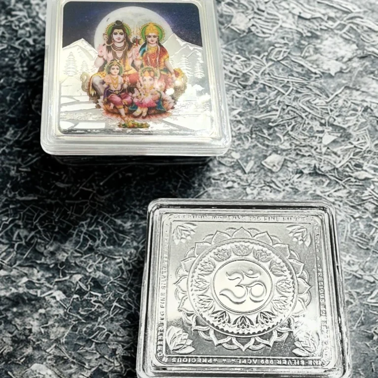 999 Silver Coin – 20g Shiv Parivar with Om Lotus Mandala USA