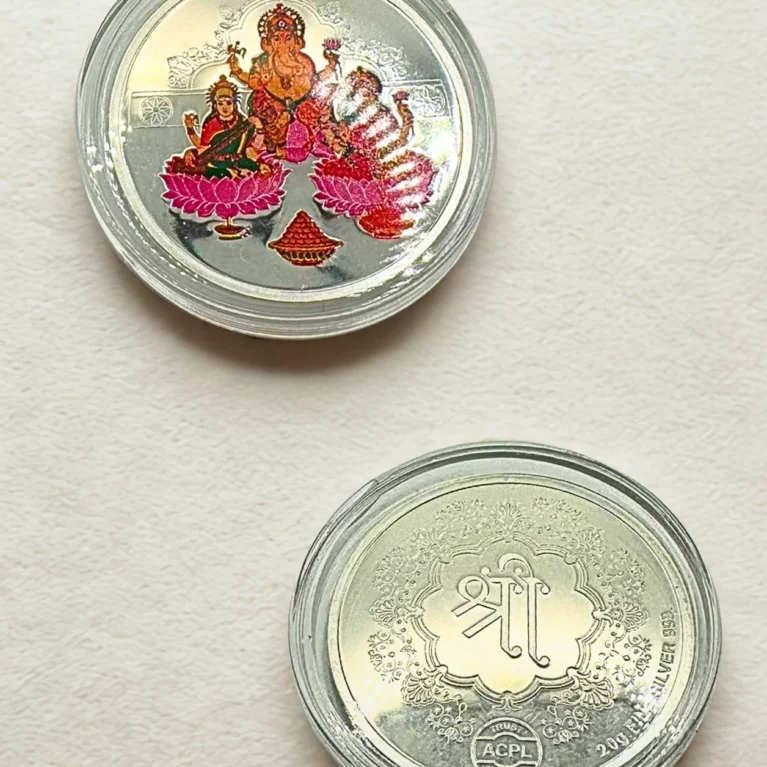 999 Silver Coin – 20g Laxmi Saraswati Ganesh with Shree Symbol USA