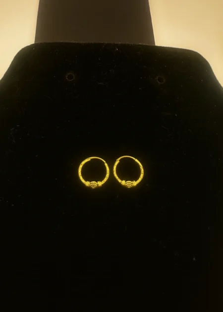 22KT Gold Beaded Classic Hoop Earrings