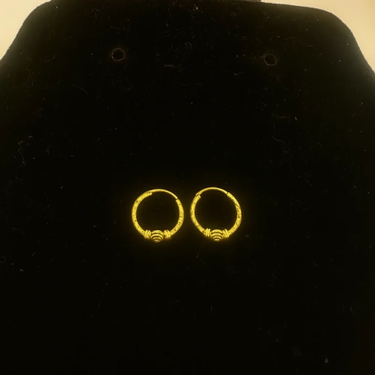 22KT Gold Beaded Classic Hoop Earrings