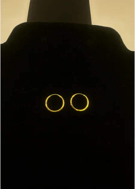 22KT Gold Hoop Earrings 0.93g Polished Textured