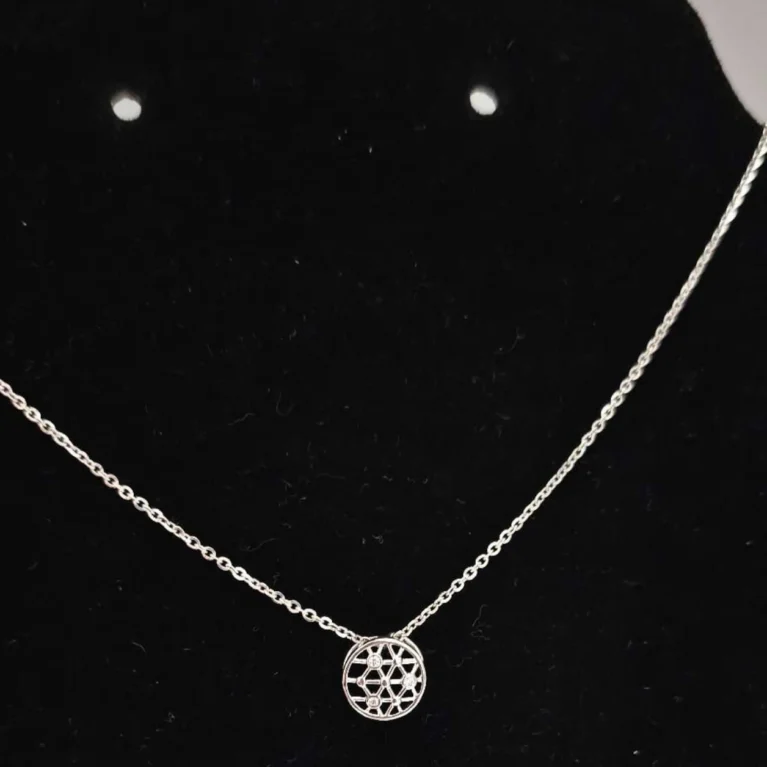 14KT Diamond Gold Necklace with Geometric Pendant