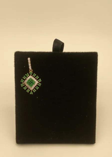 Teardrop 14K Emerald Gold Pendant with Diamonds