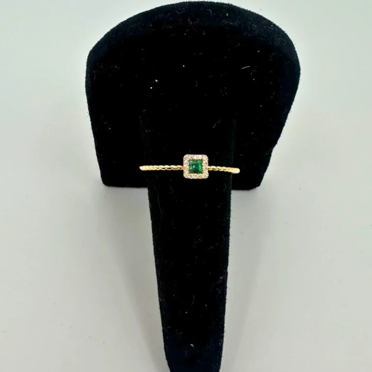 Emerald Square Gold Ring 18KT Yellow Gold
