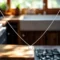 14KT white gold diamond pendant necklace with round diamond center