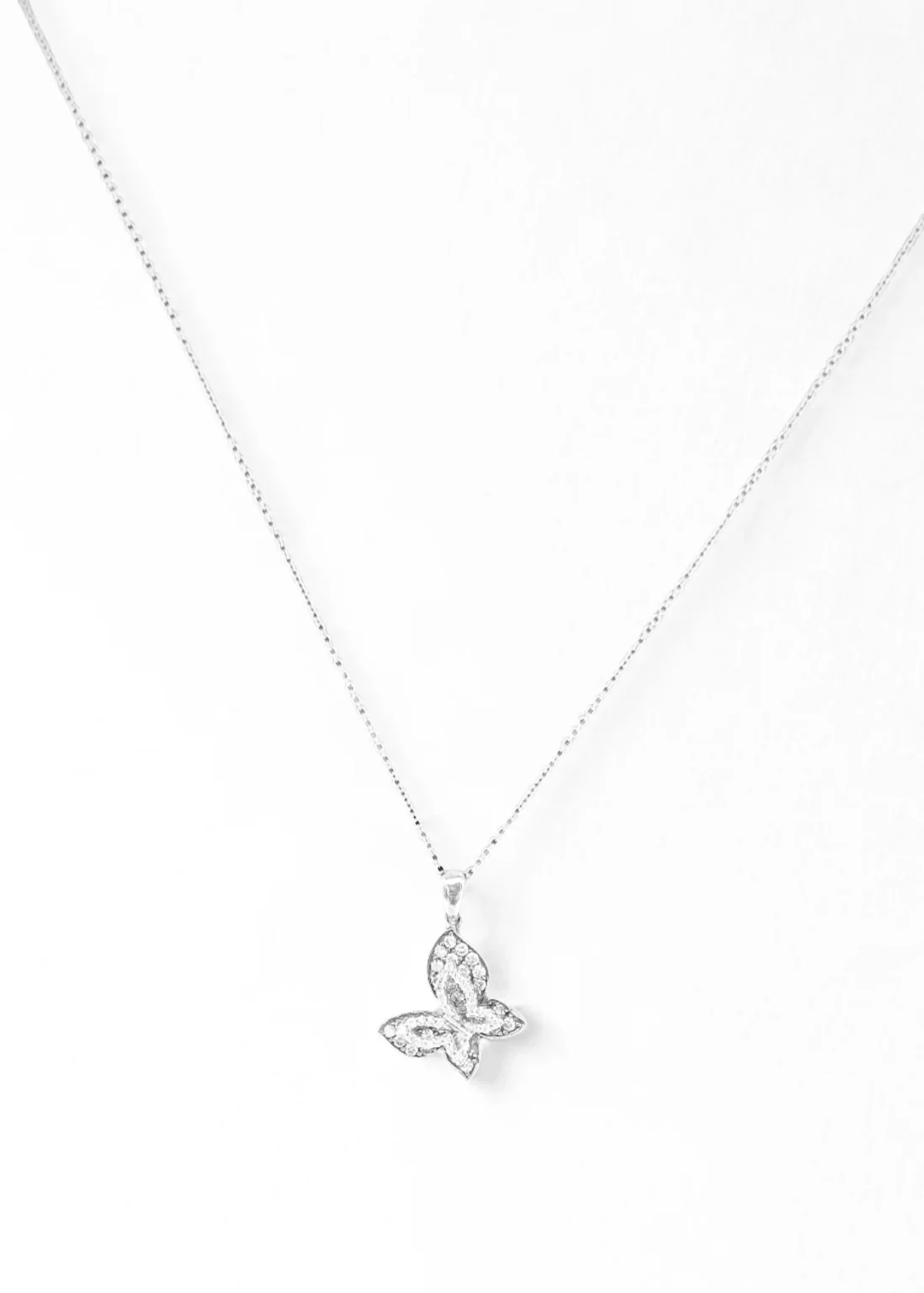 14KT gold diamond butterfly pendant with pavé diamonds