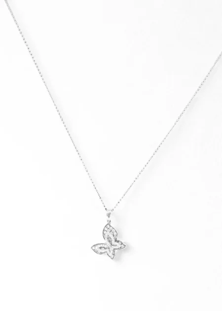 14KT gold diamond butterfly pendant with pavé diamonds