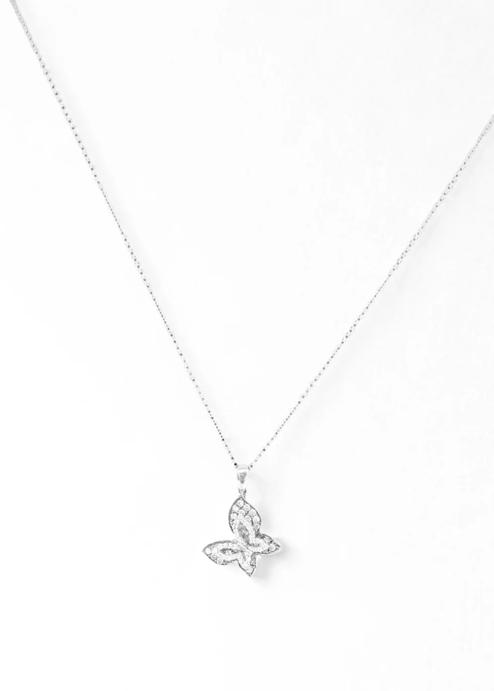 14KT gold diamond butterfly pendant with pavé diamonds