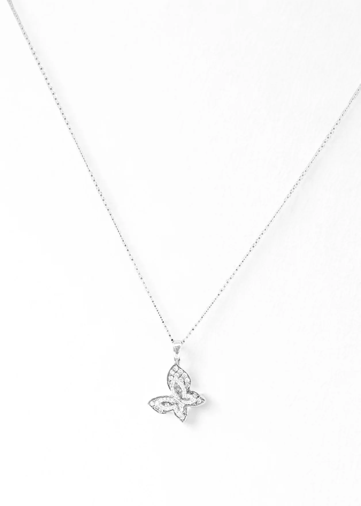 14KT gold diamond butterfly pendant with pavé diamonds