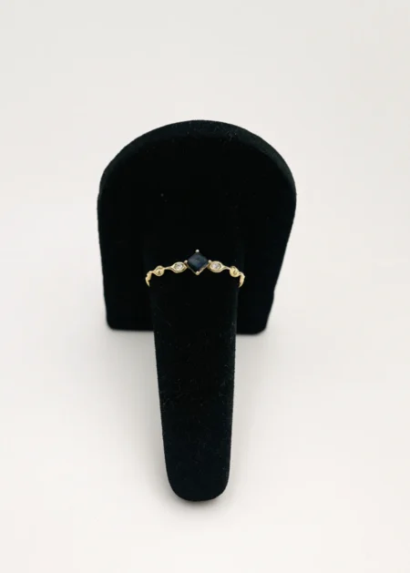 Sapphire Gold Square Ring 18KT Yellow Gold