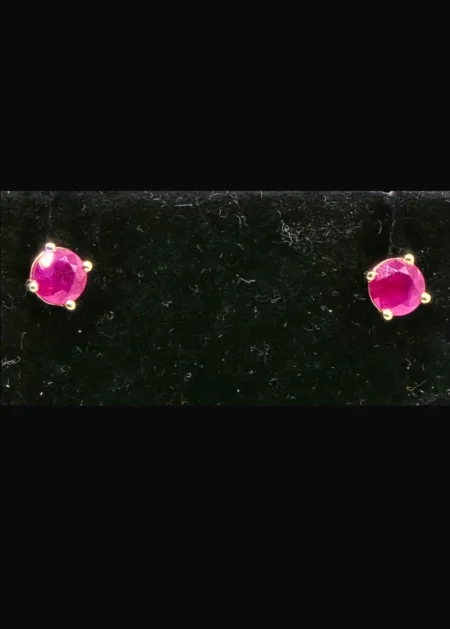 14KT Pink Ruby Earrings in Yellow Gold