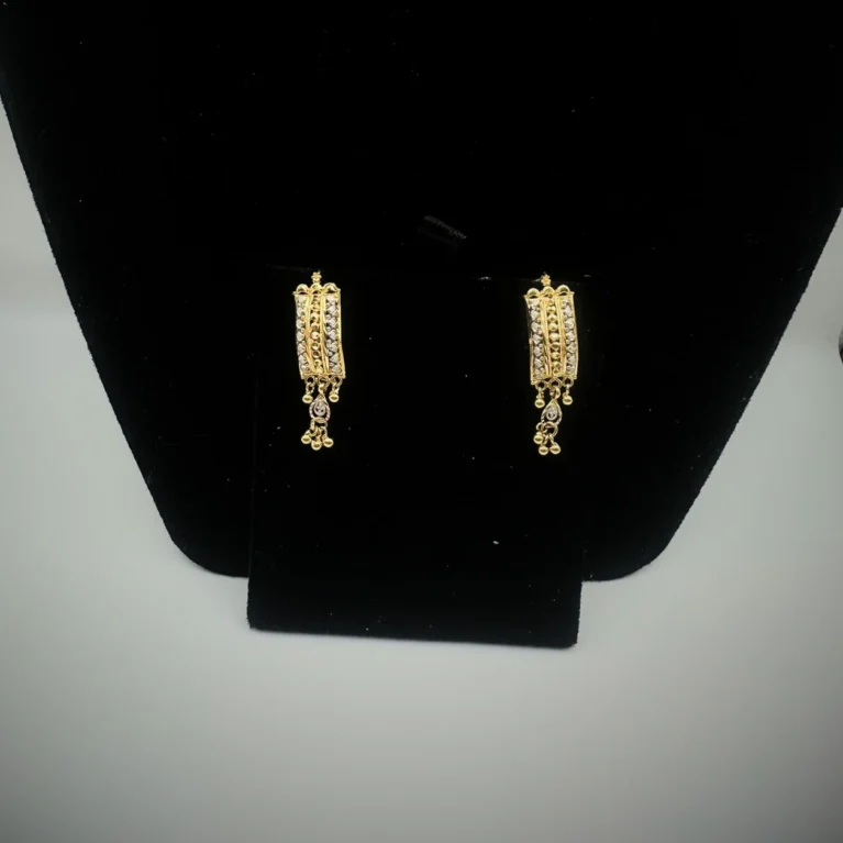 Radiant Rows 22KT Gold Drop Earrings