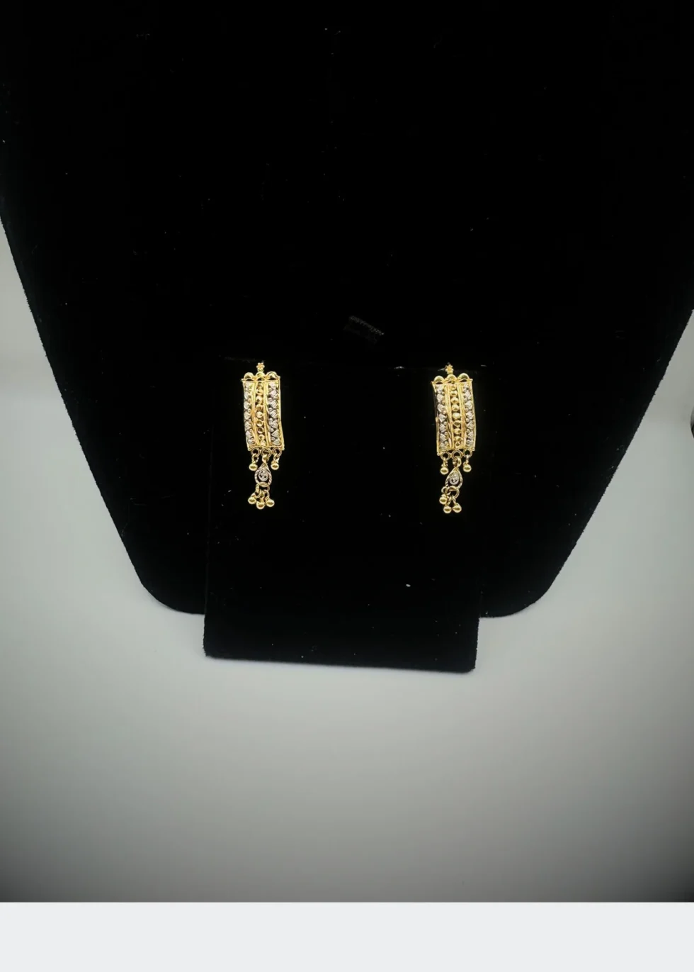 Radiant Rows 22KT Gold Drop Earrings