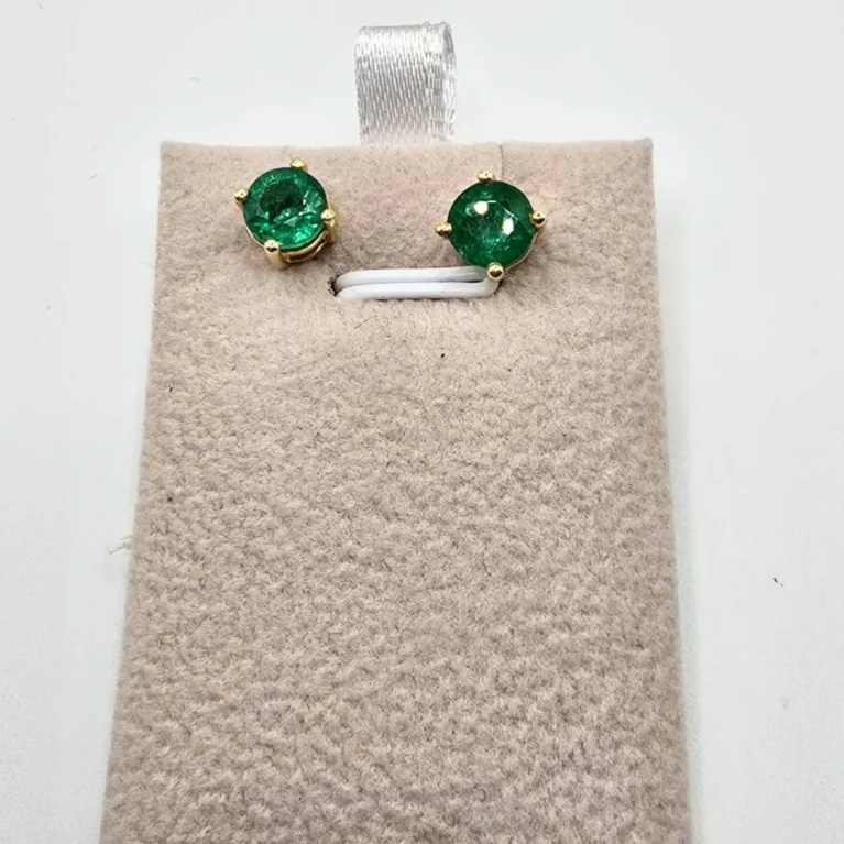 Emerald Gold Studs in 18KT Yellow Gold