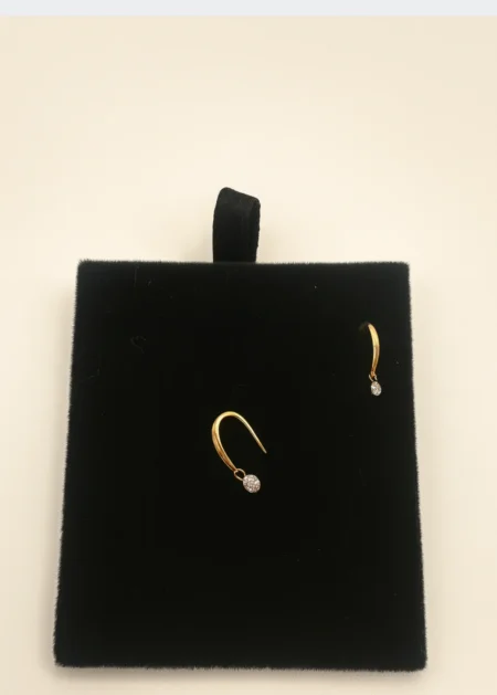 18KT gold diamond drop earrings with curved design