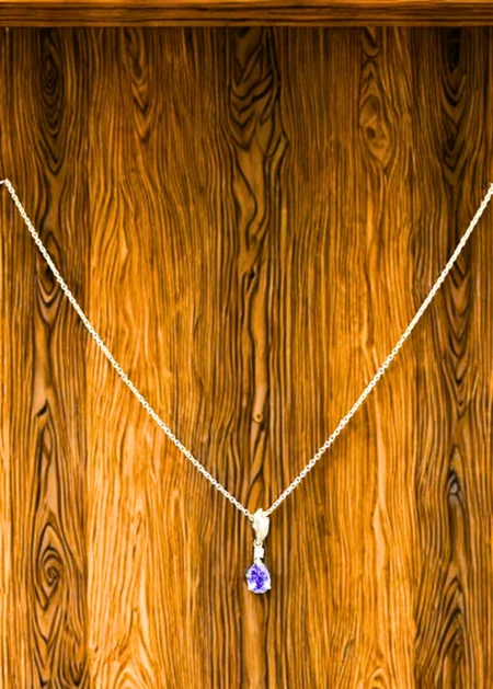 Violet drop tanzanite gold pendant in 14KT gold
